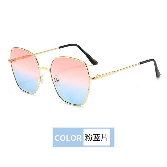 Wholesale Sunglasses Women's  UV-resistant Sunglasses Gradient Large Frame Metal Sunglasses