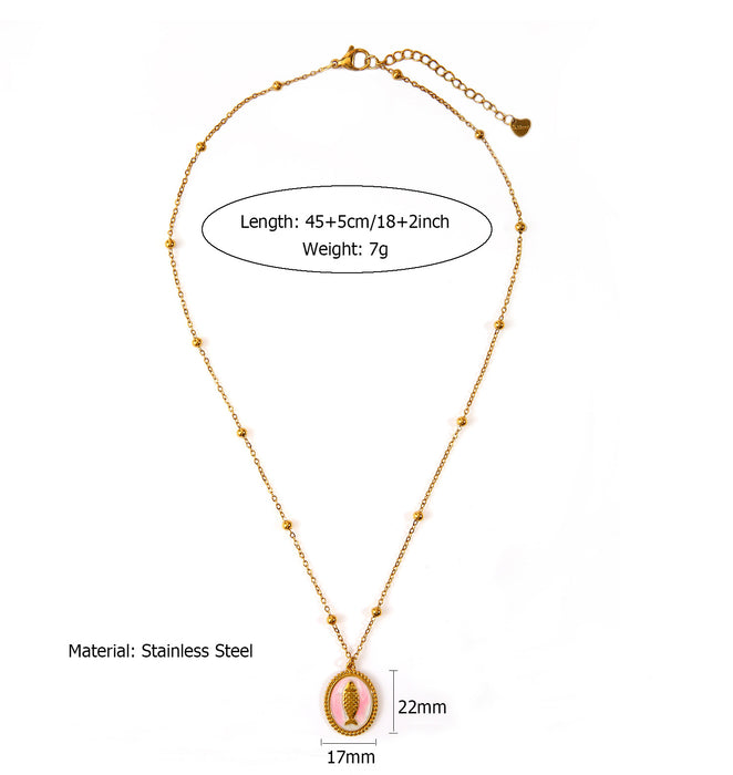 Wholesale Fashionable stainless steel ocean style necklace paired with pendant color preservation electroplating