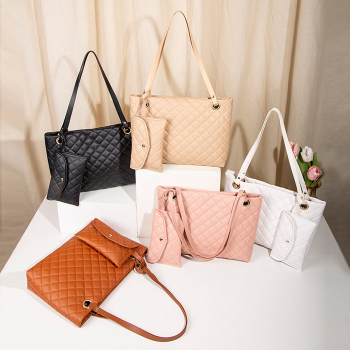 Wholesale Fashionable Women's Casual Tote Bag Set White Match Single Shoulder Bag Leather Handbag Ladies Purse Fashion Accessory