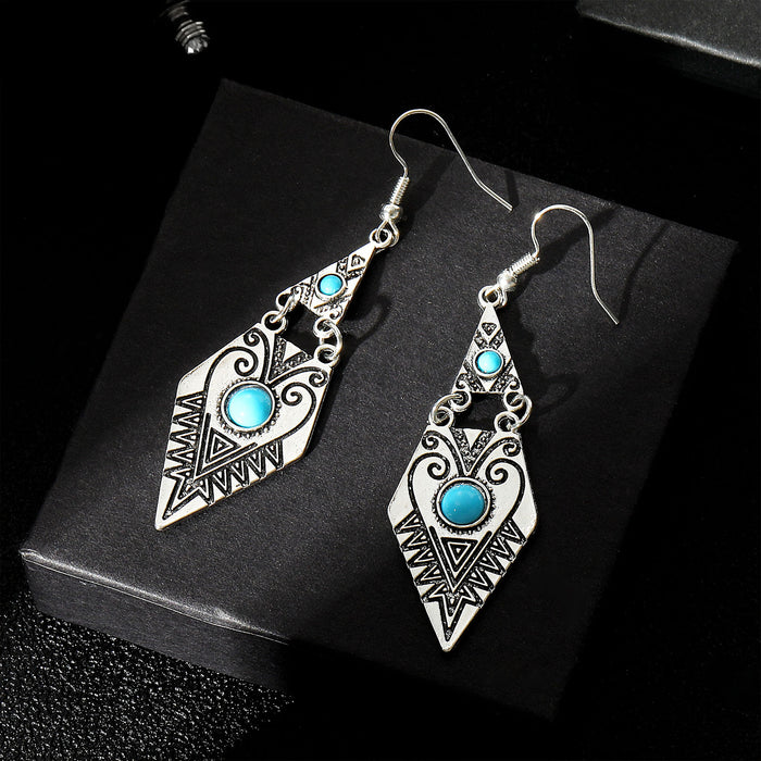 Wholesale 2pcs Turquoise Retro Bohemian Earrings