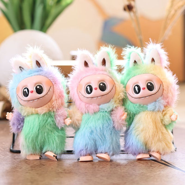 Wholesale Cute Vinyl Plush Toy Doll with Colorful Rabbit Bag Pendant Keychain Doll