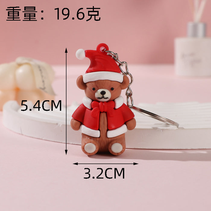Wholesale Cute Christmas bear keychain schoolbag pendant doll  keychain Christmas activity small gift