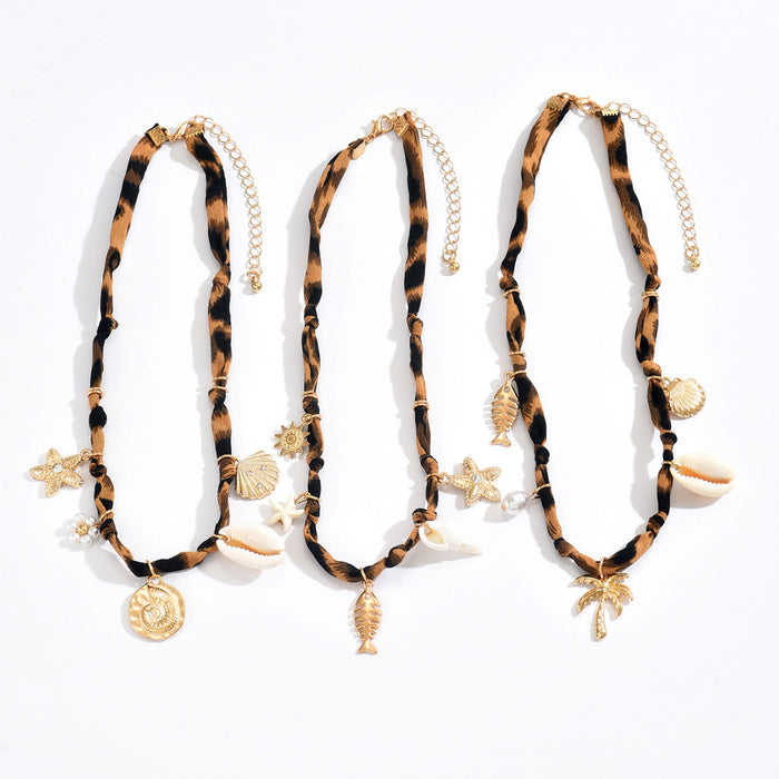 Wholesale Leopard Print Starfish Shell Choker Choker Stylish Necklace for Women