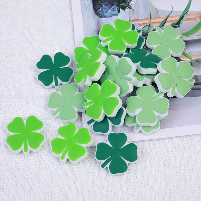 Wholesale 20pcs Clover Cartoon Silicone Beads JDC-BDS-HeXing005