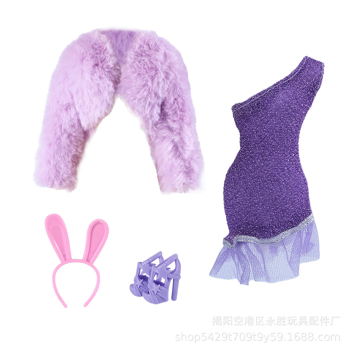Wholesale  Doll fur plush coat skirt suit doll dress