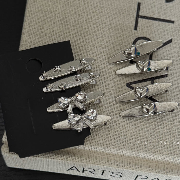 Wholesale Bow metal hair clip, heart-shaped small bangs clip, back of the head headpiece, hair clip