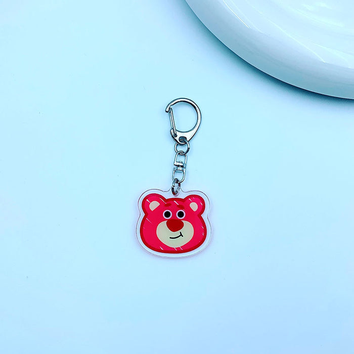 Wholesale Double-sided Keychain Cute Cartoon Book Bag Pendant Transparent Pendant Acrylic Keychain for Men and Women