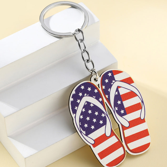 Wholesale American Flag Wooden Eagle Butterfly Keychain JDC-KC-WoD002