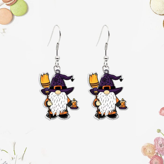 Wholesale pumpkin dripping oil funny Heat Shrinkable earrings dwarf elderly  series jewelry