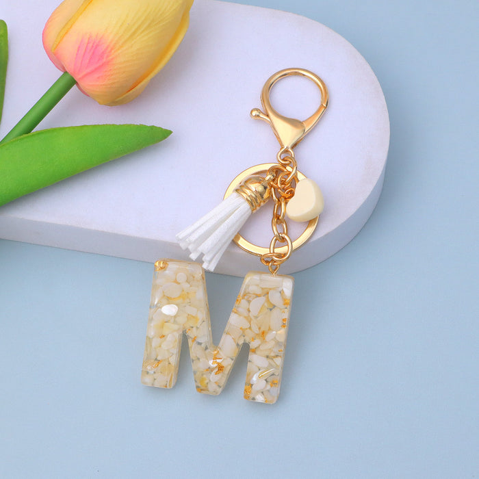 Wholesale New Gold Foil Drop Glue Letter Pendant Keychain Girl Bag Pendant Girlfriend Gift