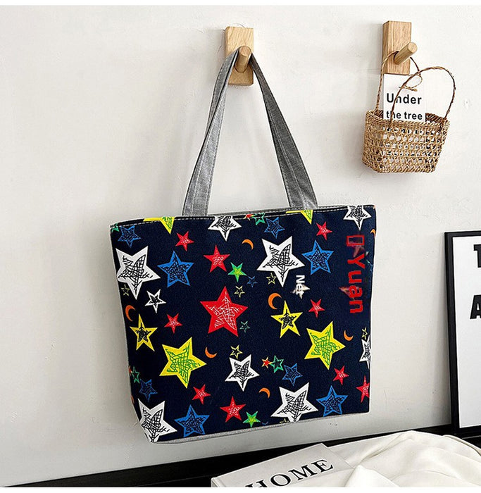 Wholesale Canvas Bag Large Capacity Women's Bag Printed Handbag Tote Large Bag Artistic Student Bag Shopping Bag