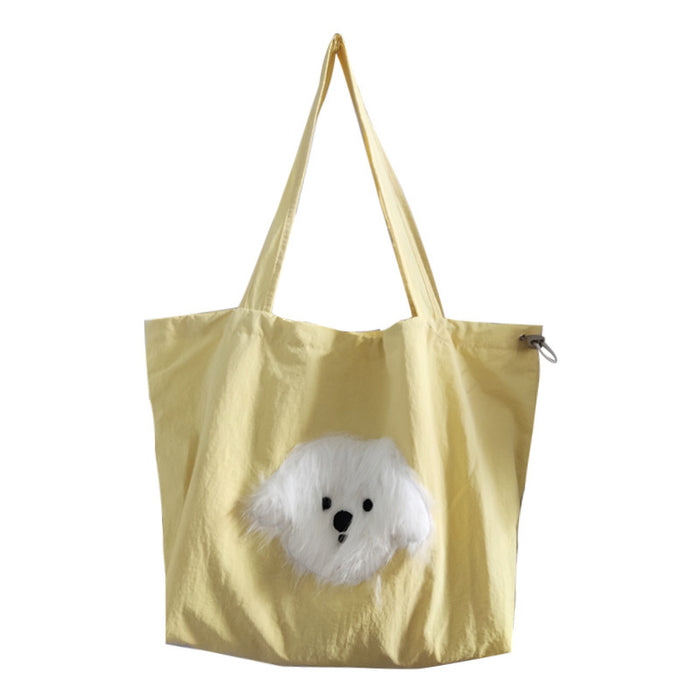 Wholesale Printed drawstring shoulder bag, large capacity handheld canvas, simple and fashionable