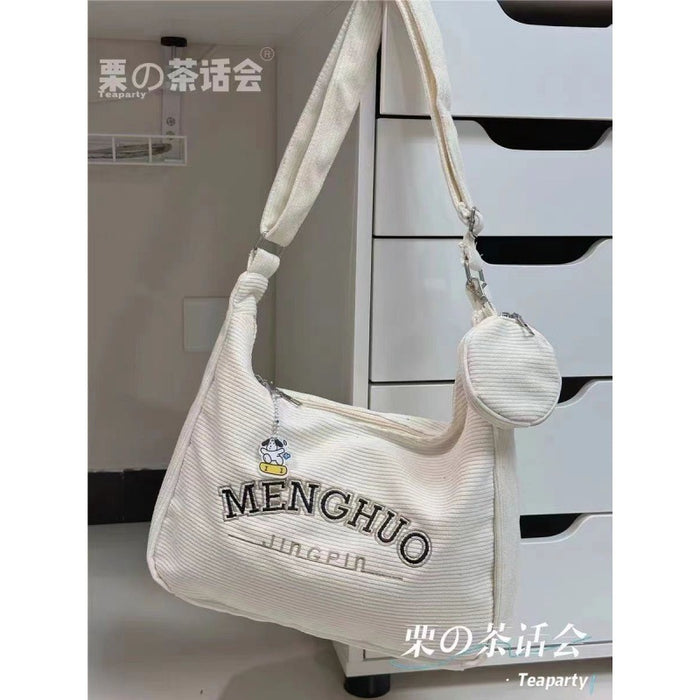 Wholesale Corduroy retro casual all-match messenger bag student class commuter backpack