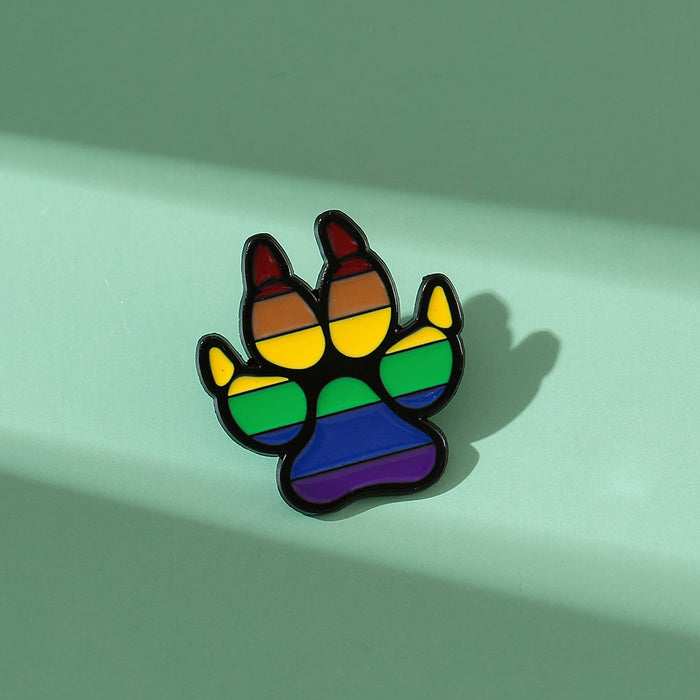 Wholesale Rainbow Animal Paw Brooch Metal Pin Fashion Decorative Accessory For Shoes Clothing Boutique Gift