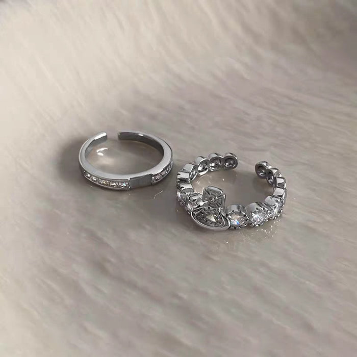 Wholesale Zircon Double-Layer Removable Sparkling Diamond Crown Couple Ring