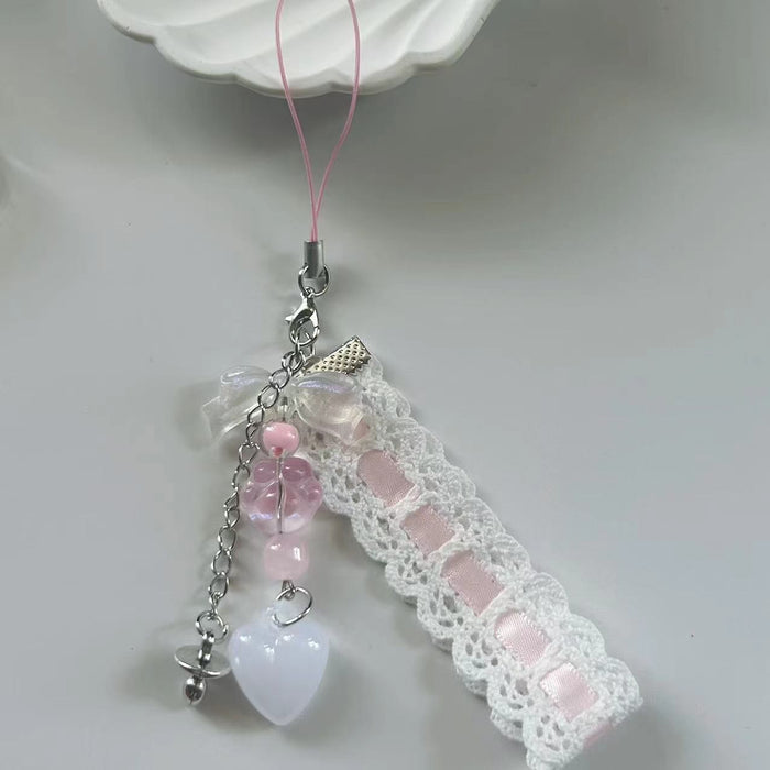 Wholesale Ballet Shoes Original Lace Cat Claw Girl Pink Bow Ribbon Mobile Phone Chain