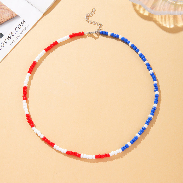 Wholesale Yellow Blue White American Independent Acrylic Beaded Necklace JDC-NE-ShiY013
