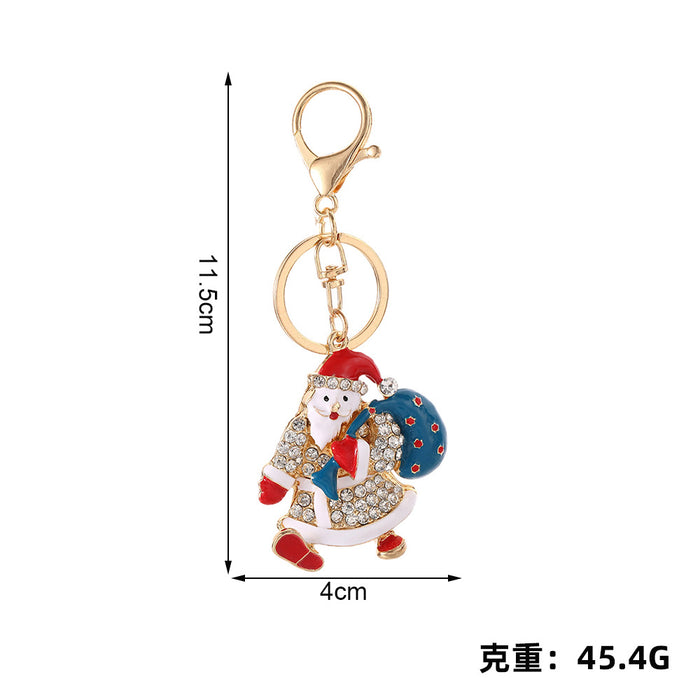 Wholesale Rhinestone Zinc Alloy Keychain Christmas Car Key Accessory Gift for Boutique MOQ≥2