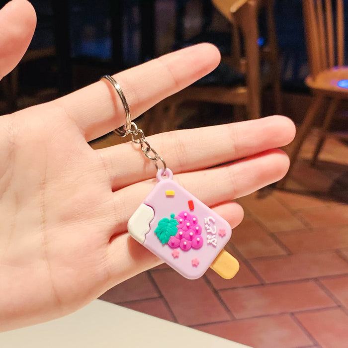 Wholesale New Mini Mini Cartoon Cute Fruit Ice Cream Keychain Car Chain Personalized Luggage Hanging Decoration Small Gift