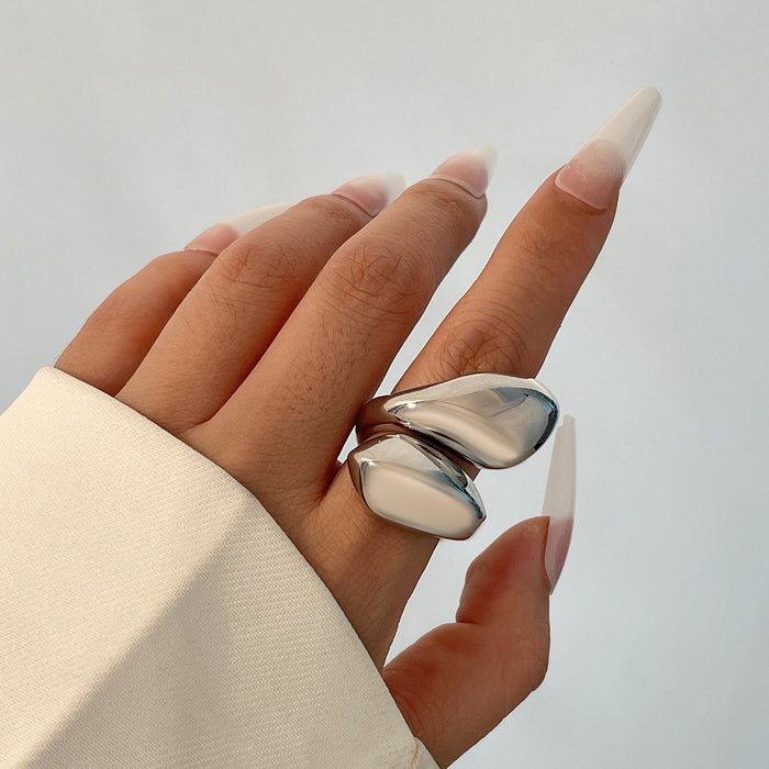 Wholesale Jewelry irregular smooth twisted ring, water droplet alloy wrinkled ring