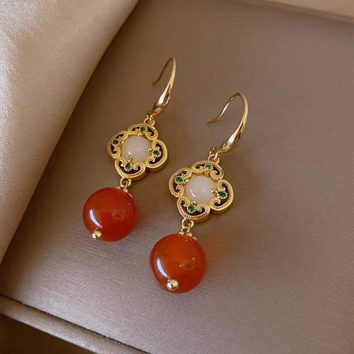 Wholesale  Red Bead Earrings Women's Earrings  Elegant Atmospheric Earrings