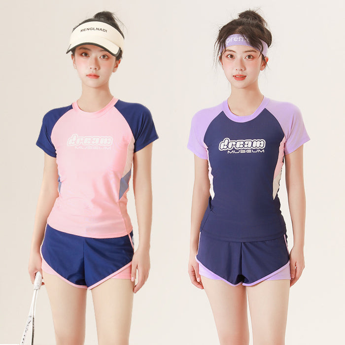 Wholesale Swimsuit, adult sports two-piece set, casual student polyester conservative swimsuit