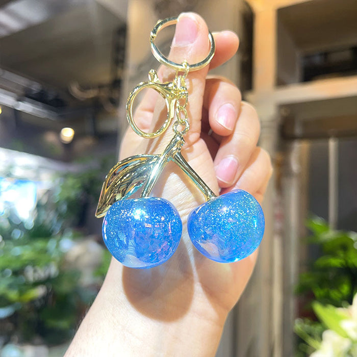 Wholesale Electroplated Cherry Keychain Acrylic Cartoon Pendant Fashion Bag Charm MOQ≥2