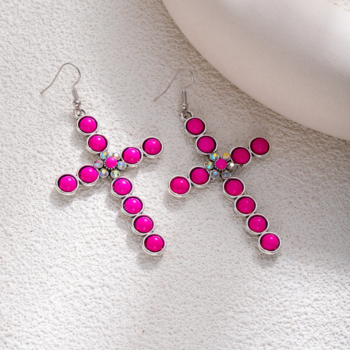 Wholesale Retro ethnic turquoise flower earrings