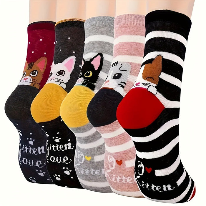 Wholesale Cute Cat Trendy Socks Cartoon Three-Dimensional Ear Mid-Calf Socks Women' s Fun Mid-Calf Socks Trendy Mid-Calf