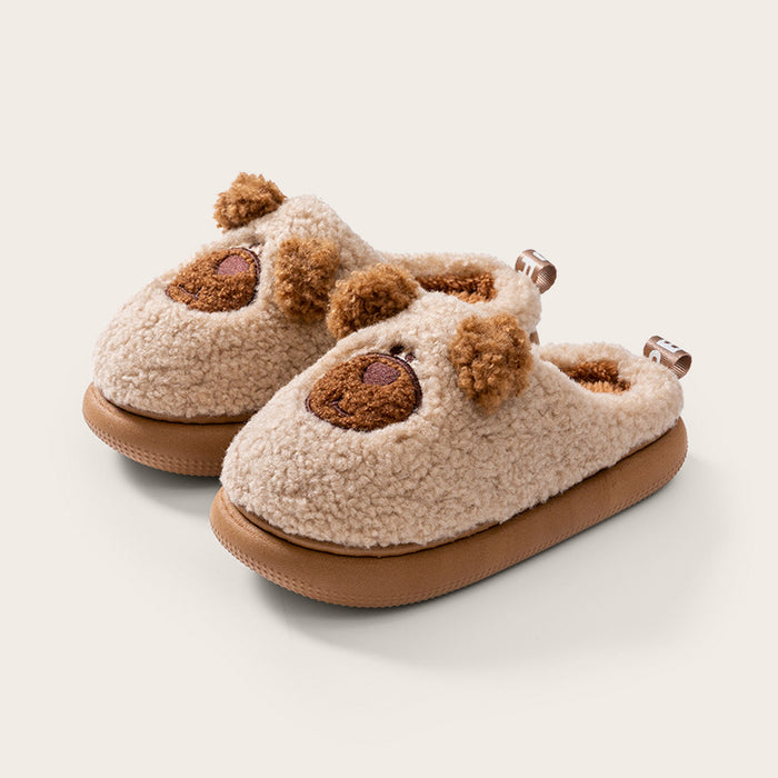 Wholesale Children' s cotton slippers winter boys and girls cartoon home indoor warm thick cotton shoes children' s medium fur slippers