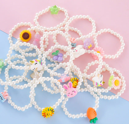 Wholesale children princess bow shell pearl necklace suit