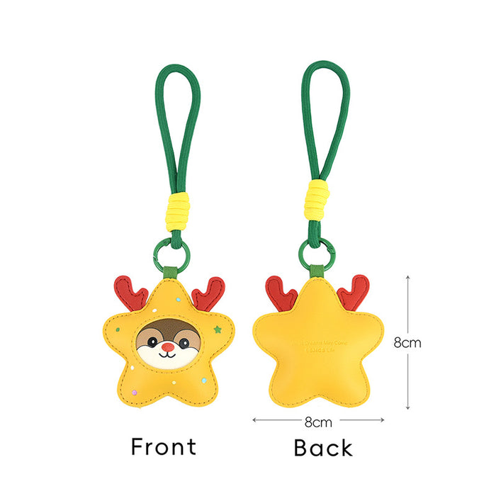 Wholesale Christmas Deer Star Keychain Cute Leather PU Pendant Holiday Gift MOQ≥2