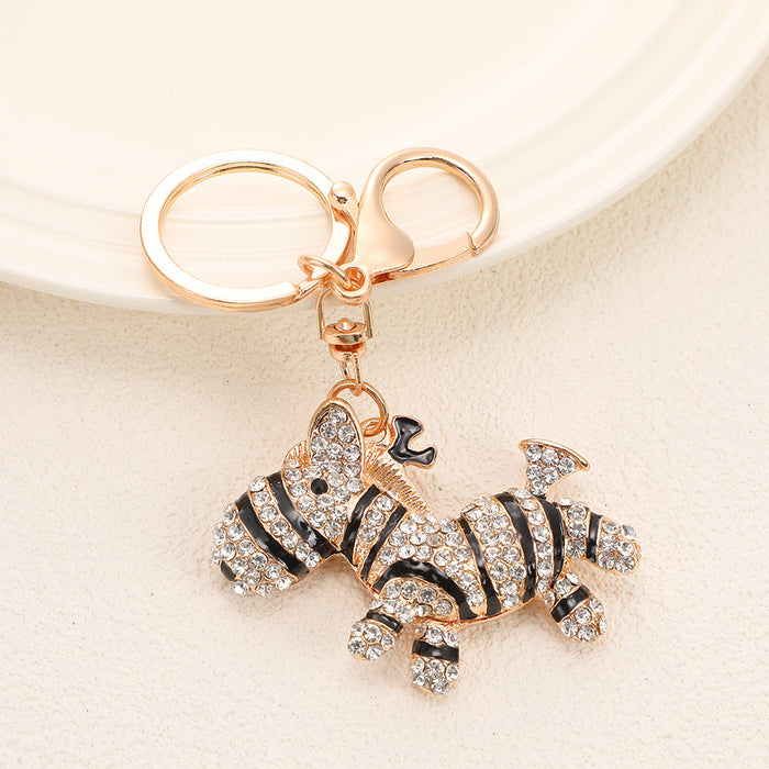 Wholesale Colorful Zebra Diamond Keychain Small Gift Personalized