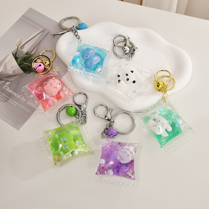 Wholesale Acrylic Oil-Filled Glitter Candy Keychain