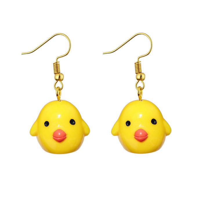 Wholesale Cartoon Three-dimensional Little Yellow Duck Earrings JDC-ES-niqing035