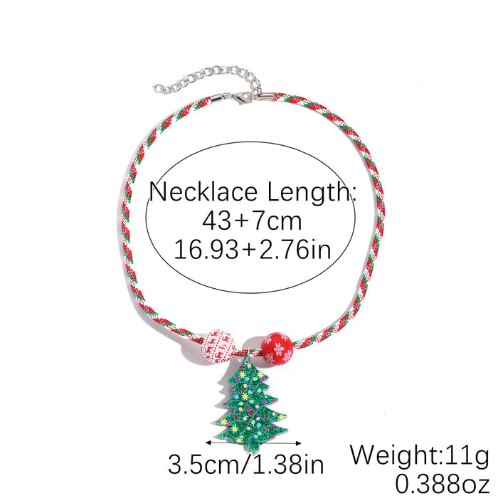 Wholesale Christmas Necklace Alloy Oil Dripping Necklace Christmas Cartoon Snowman Christmas Tree Pendant Necklace