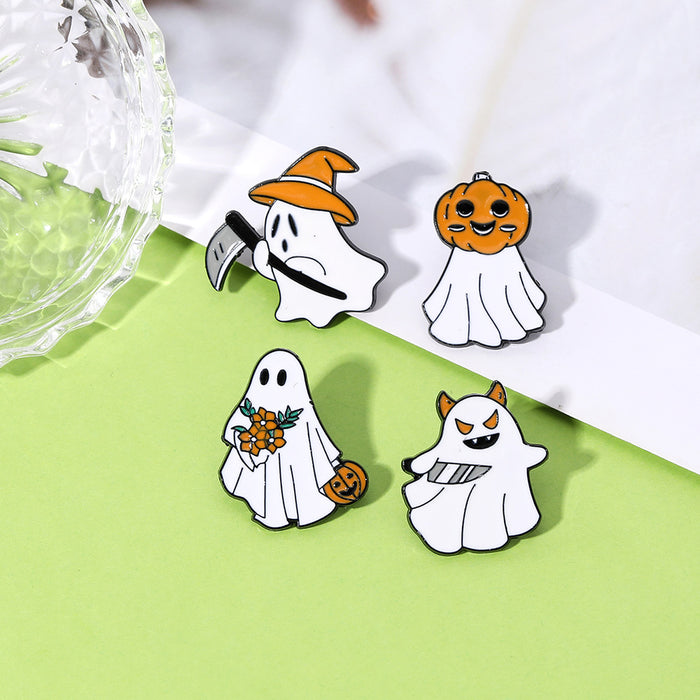 Wholesale  Skull Ghost Tombstone Pumpkin Brooch Pin Creative Alloy Badge Unisex Party Decorative Accessory
