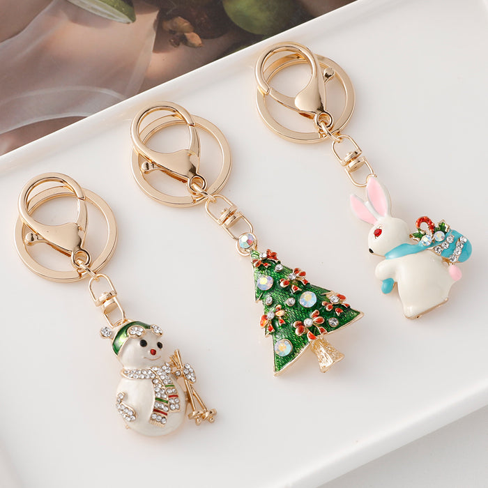 Wholesale keychain cute Christmas Tree metal pendant Christmas decorations