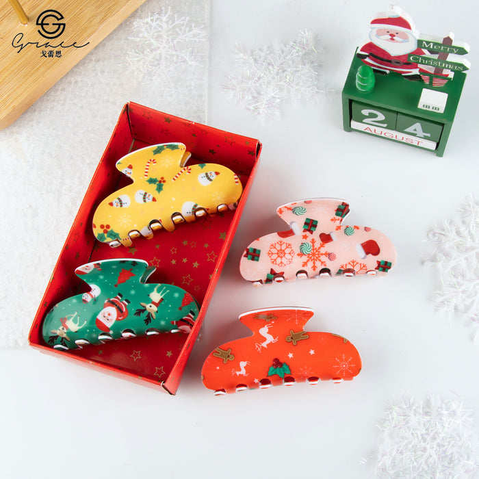 Wholesale Christmas Bear-Shaped Cookie Hair Clip Cute Claw Clip  Cane Gift Claw Clip Holiday Hair Accessory