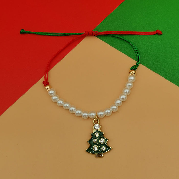 Wholesale Christmas beaded bracelet Christmas bell snowflake Christmas tree woven pearl bracelet