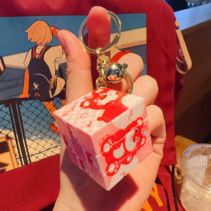 Wholesale Cartoon Decompression Rubik's Cube PVC Keychain JDC-KC-JinG010