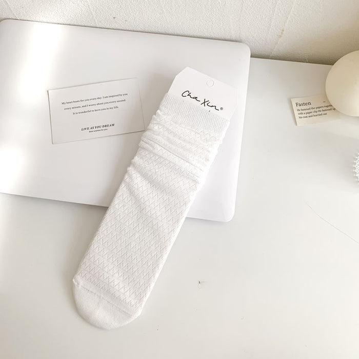 Wholesale New hollow mesh breathable thin socks with middle tube stacking