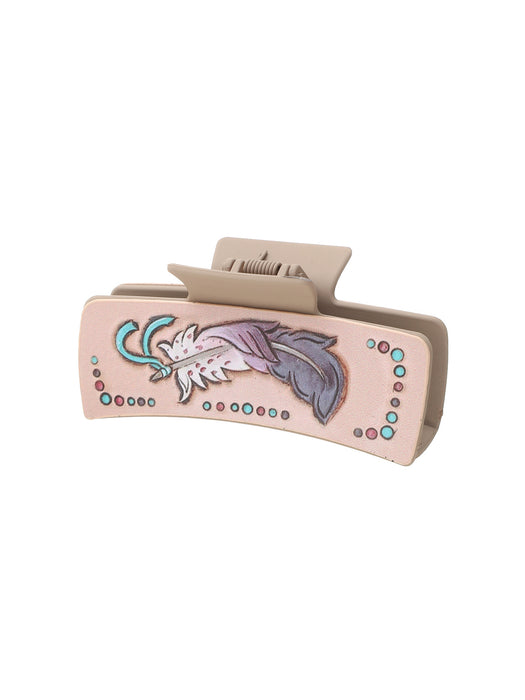 Wholesale Western Style Cactus Feather Sunflower Leather Shark Clip Women' s Hairpin