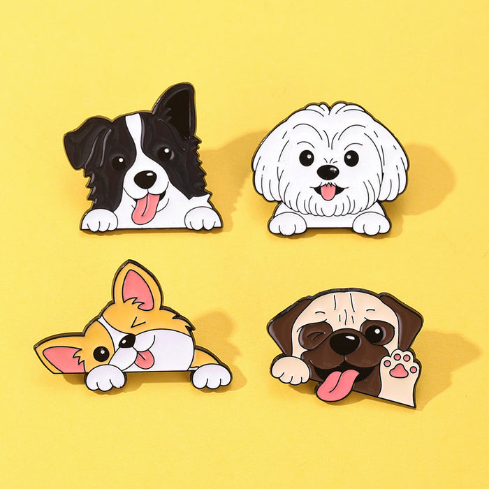 Wholesale Cute Cartoon Dog Series Metal Brooches