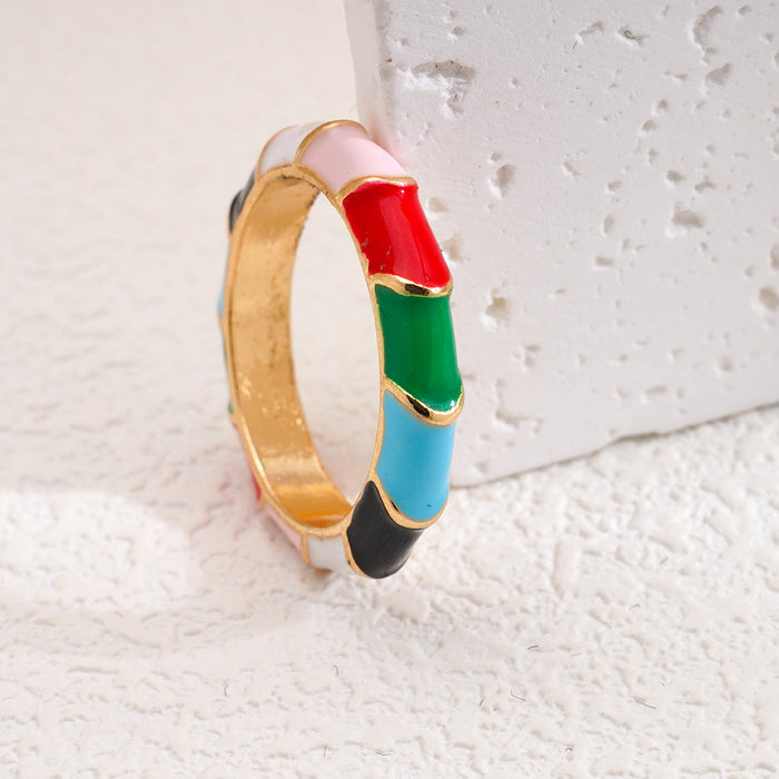 Wholesale Elegant Drip Oil Flower Alloy Ring Light Luxury Fashion Finger Ring Jewelry