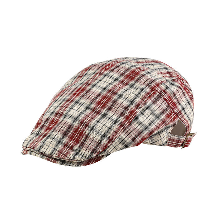 Wholesale Retro plaid hat, personalized strap, bow, bere, forward hat, reverse wearing duckbill, children's hat, painter's hat, male