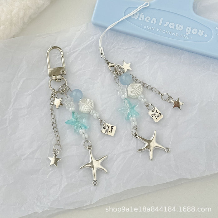 Wholesale Starfish Mobile Phone Chain Simple All-match Metal Star Goo Card Bag Camera Pendant