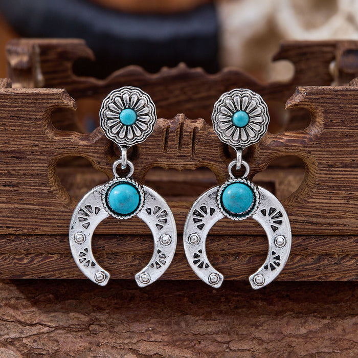 Wholesale Vintage horseshoe green earrings