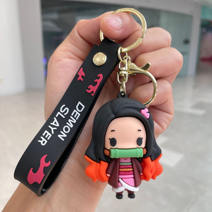 Wholesale Q-version keychain, backpack pendant, soft rubber figurine, car keychain, student gift