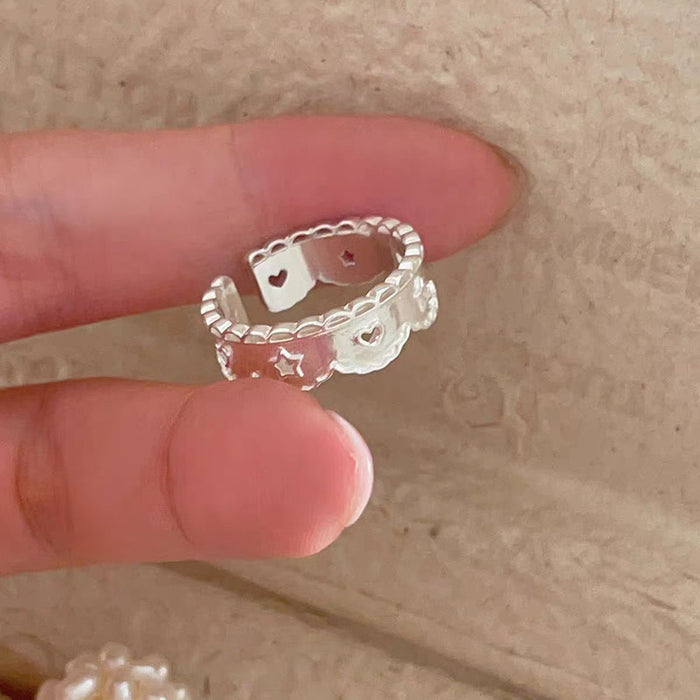 Wholesale Multi layer silver silk thread wrapped ring, simple and niche, stacked index finger ring, retro multi-layer bracelet